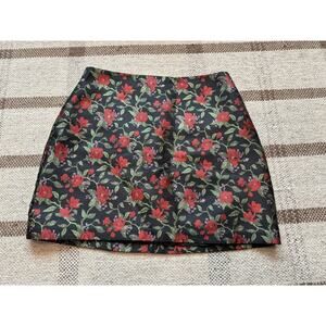 Reformation Veranda Skirt Es In Romance Mini Floral Red Black Size 4 Y2K Holiday